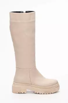 Женские модные повседневные ботинки телесного цвета на толстой подошве