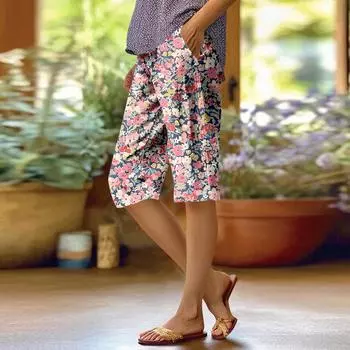 Женские модные повседневные брюки 5/10 с напечатанным карманом и эластичной талией M