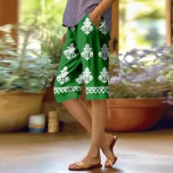 Женские модные повседневные брюки 5/10 с напечатанным карманом и эластичной талией M