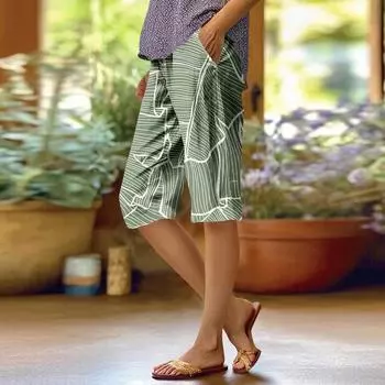 Женские модные повседневные брюки 5/10 с напечатанным карманом и эластичной талией XL