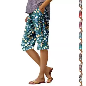 Женские модные повседневные брюки 5/10 с напечатанным карманом и эластичной талией XL