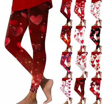 Женские модные повседневные брюки для занятий йогой с принтом ко Дню святого Валентина L бежевый