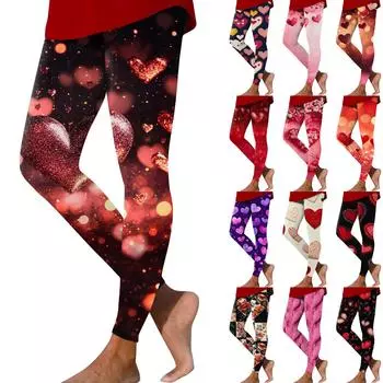 Женские модные повседневные брюки для занятий йогой с принтом ко Дню святого Валентина L бежевый