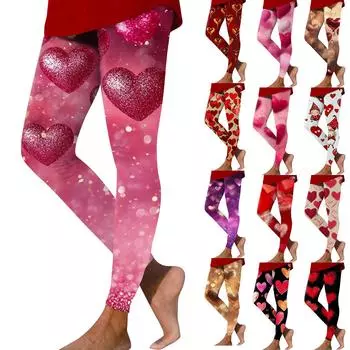 Женские модные повседневные брюки для занятий йогой с принтом ко Дню святого Валентина L бежевый