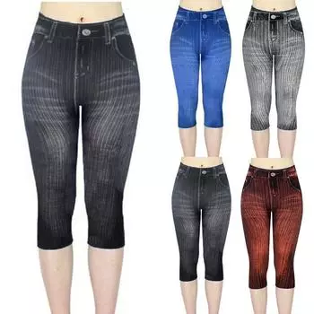 Женские модные повседневные брюки из искусственного денима с высокой талией и подъемом бедер больших размеров M чёрный