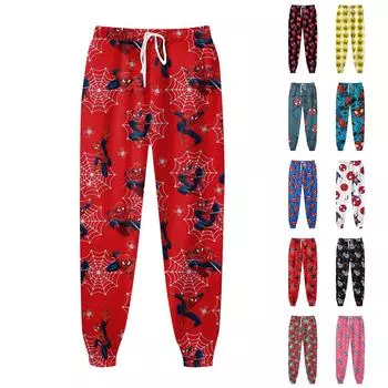 Женские модные повседневные брюки с принтом и эластичной талией на шнурке L чёрный