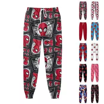 Женские модные повседневные брюки с принтом и эластичной талией на шнурке L чёрный