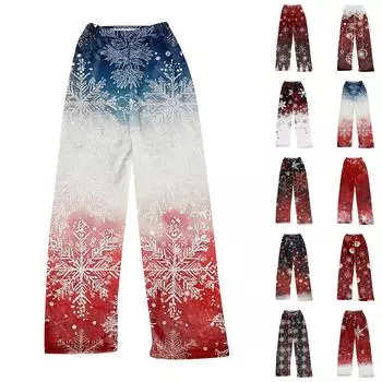 Женские модные повседневные брюки с рождественским принтом, повседневные брюки из плюша XL чёрный