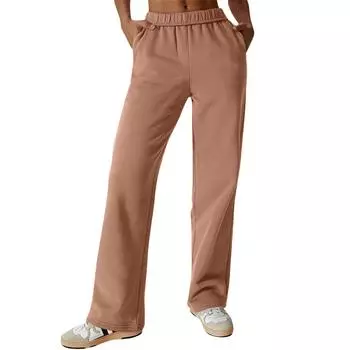 Женские модные повседневные брюки с высокой талией, рабочая одежда, спортивные спортивные штаны с карманами M коричневый