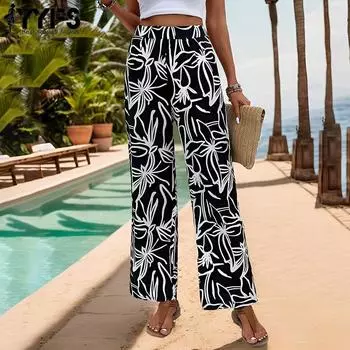 Женские модные повседневные брюки с высокой талией YYFS, брюки и капри S чёрный