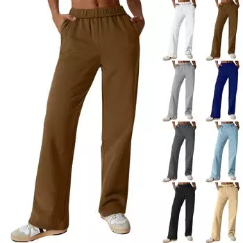 Женские модные повседневные брюки с высокой талией, рабочая одежда, спортивные спортивные штаны с карманами M коричневый
