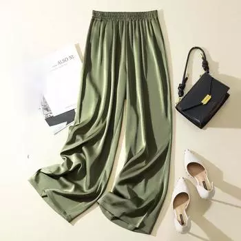 Женские модные повседневные брюки с высокой талией и широкими штанинами прямого кроя L чёрный