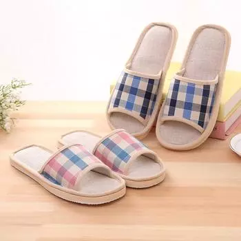 Женские модные повседневные домашние тапочки в клетку для пар, домашняя обувь на плоской подошве 39-40 синий