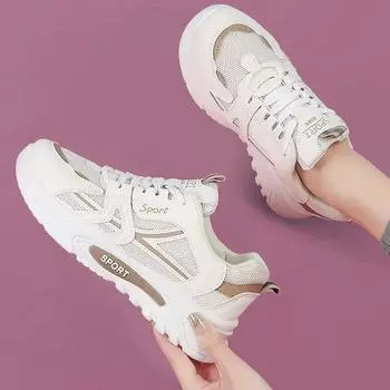 Женские модные повседневные кроссовки на шнуровке, легкие кроссовки с мягкой подошвой для женщин, толстая подошва, сетчатая дышащая спортивная обувь 35