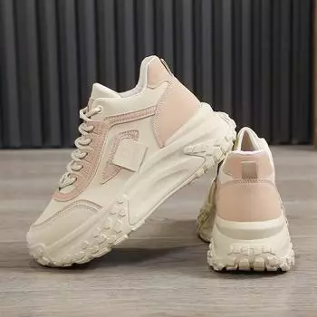 Женские модные повседневные кроссовки на шнуровке, на платформе, вулканизированные кроссовки для походов, универсальные, на толстой подошве, увеличивающие рост, теннисные кроссовки 35
