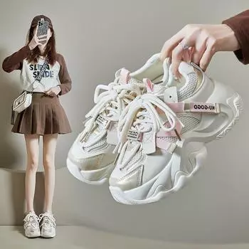 Женские модные повседневные кроссовки, уличные кроссовки без шнуровки, легкая спортивная обувь для ходьбы из искусственной кожи, спортивная обувь для тренировок на шнуровке для женщин 35 бежевый