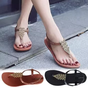 Женские модные повседневные летние шлепанцы, сандалии на низком каблуке, богемная пляжная обувь 39 чёрный