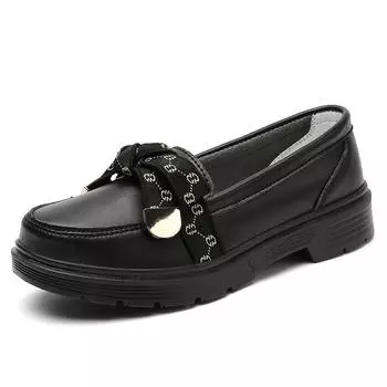 Женские модные повседневные лоферы на плоской подошве, женские осенние элегантные удобные туфли с узлом-бабочкой, женская мягкая классическая обувь 2024 35 чёрный