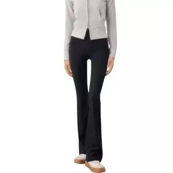 Женские модные повседневные облегающие брюки-клеш с высокой талией, эластичные обтягивающие леггинсы с высокой посадкой, однотонные сексуальные брюки-акула S чёрный