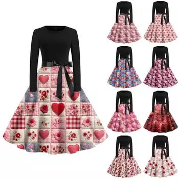 Женские модные повседневные облегающие платья с круглым вырезом и длинными рукавами на День святого Валентина L горячий розовый