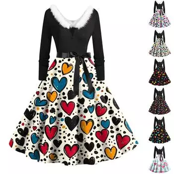 Женские модные повседневные облегающие платья с круглым вырезом и длинным рукавом с принтом XXXL синий