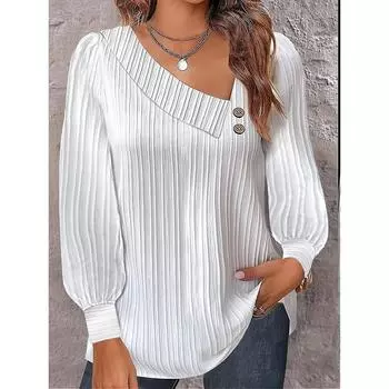 Женские модные повседневные однотонные пуловеры с длинными рукавами с принтом на весну и осень, блузки и рубашки с длинными рукавами S чёрный