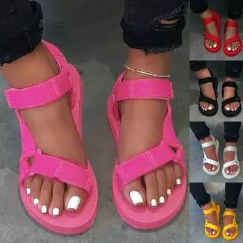 Женские модные повседневные однотонные сандалии Sagit на платформе с открытым носком, пляжная обувь Sagit 39 горячий розовый