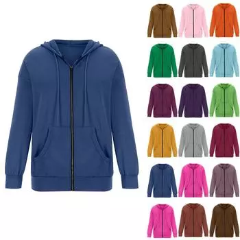 Женские модные повседневные однотонные толстовки с длинными рукавами, толстовки на молнии, пальто с карманом XXL кофейный