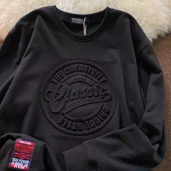 Женские модные повседневные осенне-зимние пуловеры с круглым вырезом и длинными рукавами с длинными рукавами L чёрный