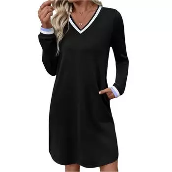 Женские модные повседневные платья с длинным рукавом XL