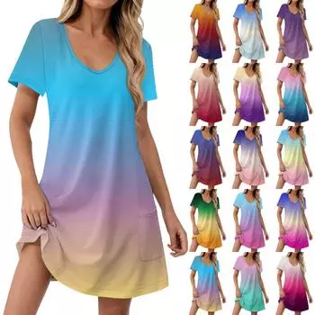 Женские модные повседневные платья с карманами и принтом в богемном стиле, пляжные платья с v-образным вырезом и короткими рукавами XXL оранжевый