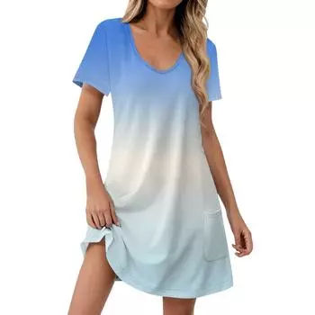 Женские модные повседневные платья с карманами и принтом в богемном стиле, пляжные платья с v-образным вырезом и короткими рукавами S оранжевый