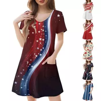 Женские модные повседневные платья с карманами и принтом в богемном стиле, пляжные платья с v-образным вырезом и короткими рукавами XXL бежевый