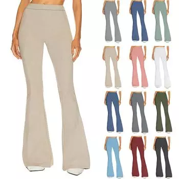 Женские модные повседневные повседневные брюки больших размеров с эластичной резинкой и высокой талией L чёрный