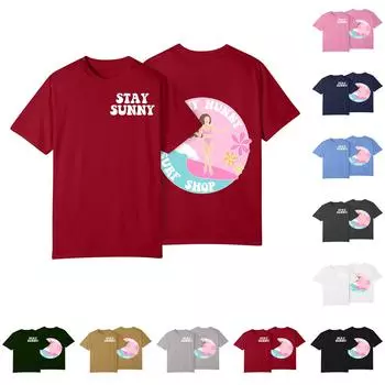 Женские модные повседневные пуловеры с короткими рукавами и круглым вырезом с принтом L чёрный