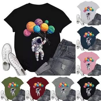 Женские модные повседневные пуловеры с короткими рукавами и круглым вырезом с принтом L армия зеленый