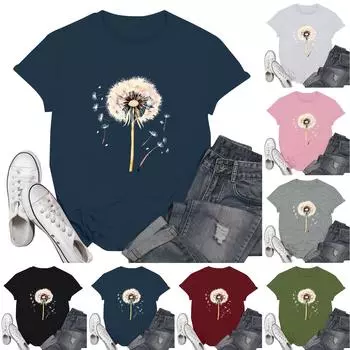 Женские модные повседневные пуловеры с короткими рукавами и круглым вырезом с принтом XXXL