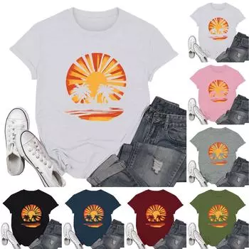 Женские модные повседневные пуловеры с короткими рукавами и круглым вырезом с принтом XXXL розовый