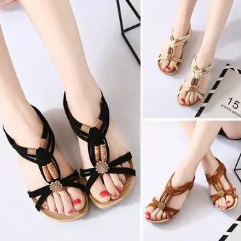 Женские модные повседневные сандалии на плоской подошве большого размера, пляжная обувь, женские сандалии 40 бежевый