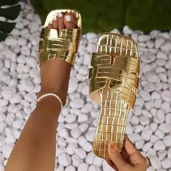 Женские модные повседневные сандалии на плоской подошве, универсальная одежда для отдыха на открытом воздухе, тапочки на плоской подошве для ношения на улице 36