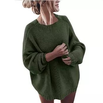 Женские модные повседневные свитера с круглым вырезом, однотонные, с длинным рукавом L