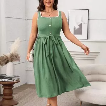 Женские модные повседневные свободные элегантные ветровые однотонные платья с открытой спиной большого размера XL чёрный