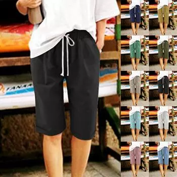 Женские модные повседневные свободные мягкие однотонные тонкие брюки со средней талией на шнуровке L армия зеленый