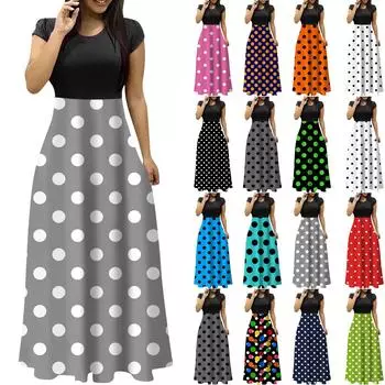 Женские модные повседневные свободные платья с круглым вырезом и коротким рукавом XXXL