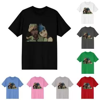 Женские модные повседневные свободные удобные топы с короткими рукавами и круглым вырезом с принтом L чёрный