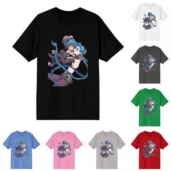 Женские модные повседневные свободные удобные топы с короткими рукавами и круглым вырезом с принтом L чёрный