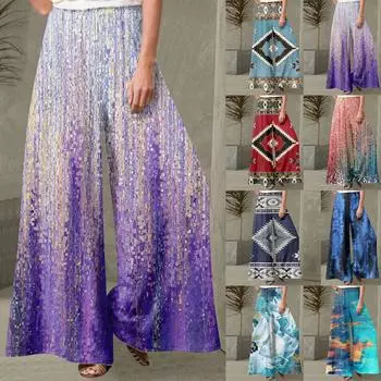 Женские модные повседневные свободные уличные брюки с этническим/живописным принтом XXL