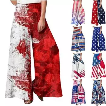 Женские модные повседневные свободные уличные брюки с принтом и прямыми штанинами XXXXXL синий