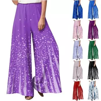 Женские модные повседневные свободные уличные брюки с принтом и прямыми штанинами L чёрный