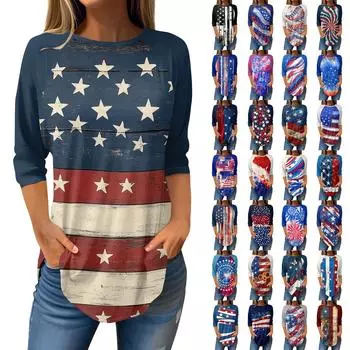 Женские модные повседневные топы для выхода в свет с принтом и рукавом реглан, пуловер с рукавами 3/4, топы с круглым вырезом XL
